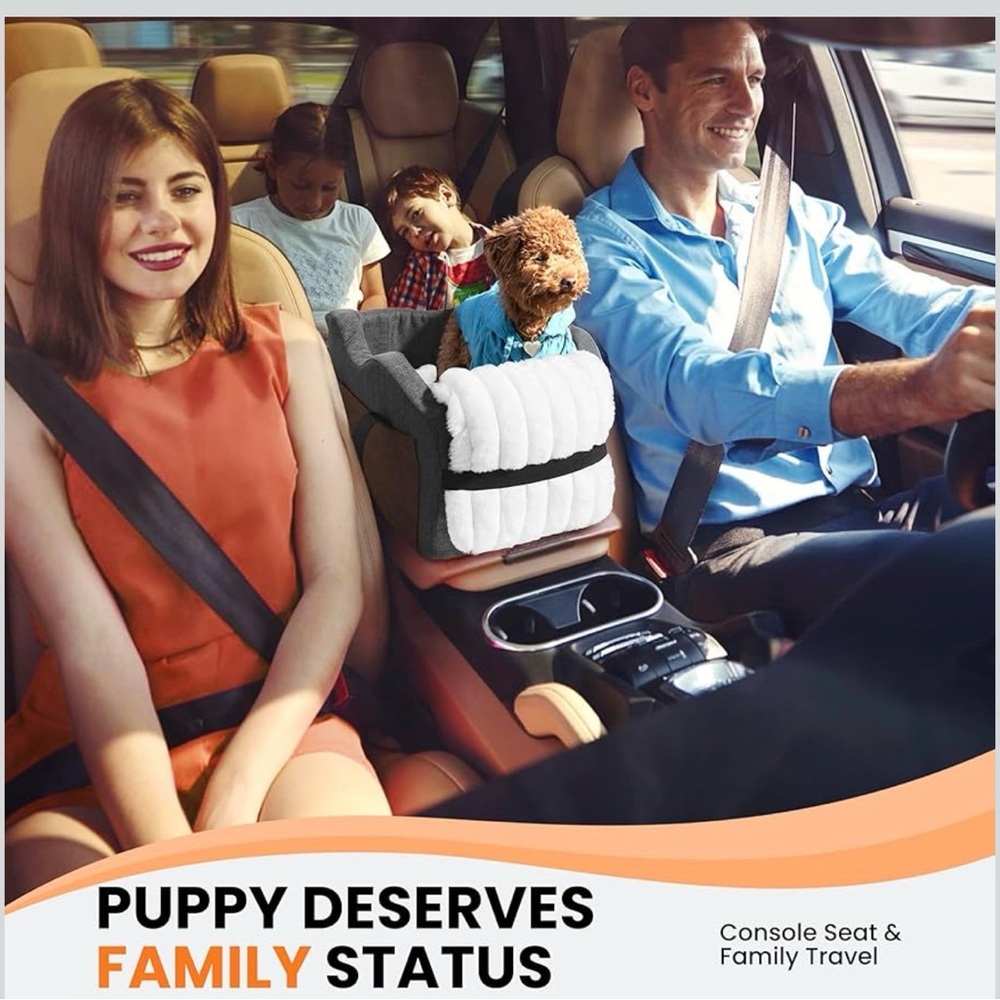 Cozy Brown and White Dog Car Seat - Picture 4 of 7